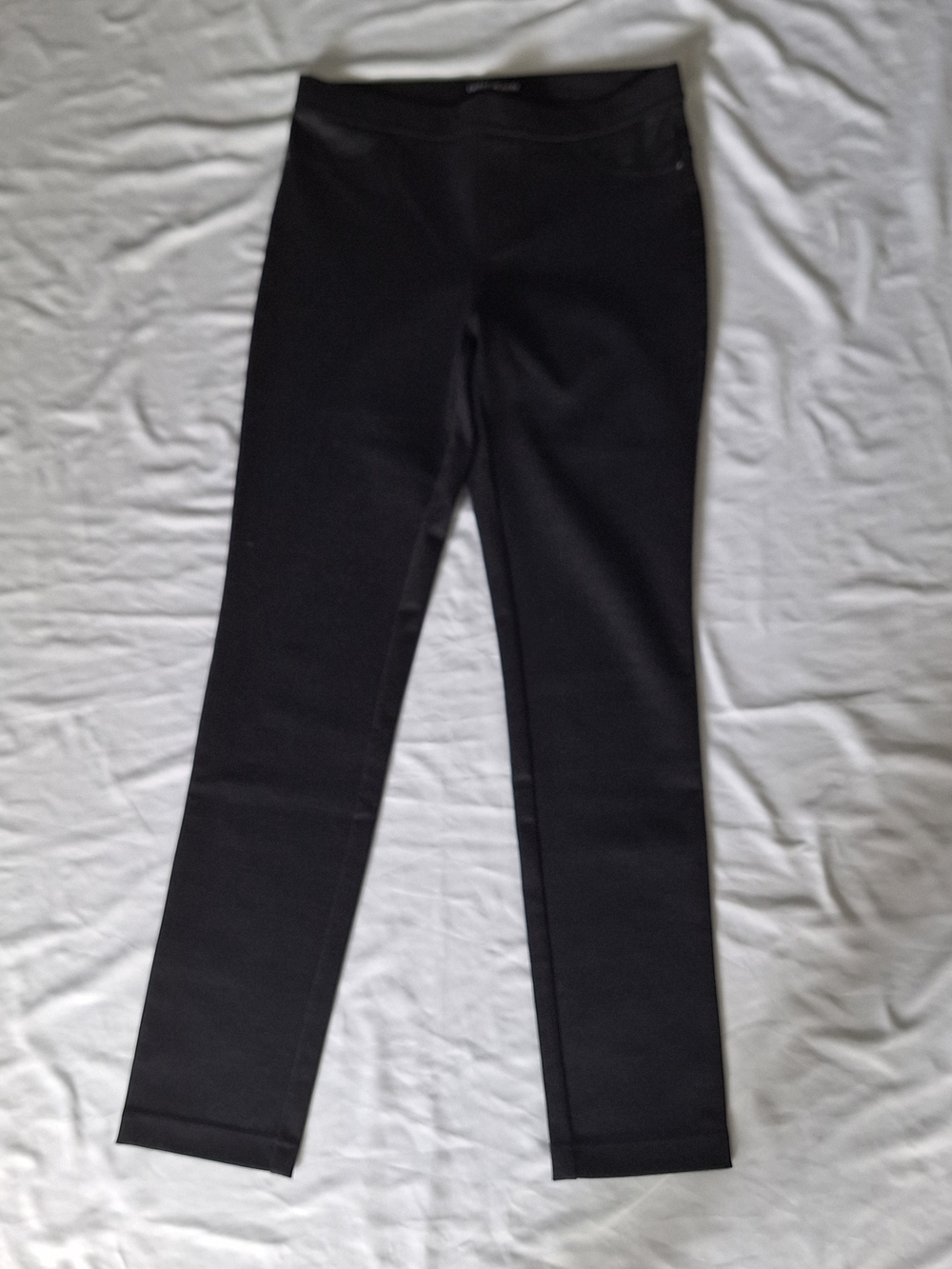 DKNY Jeans Womens Ponte Pants Charcoal Gray Stretch Pull On Slim Faux Leather S